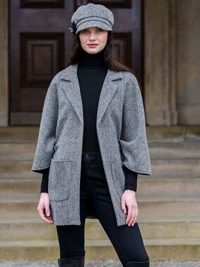 NEW Mucros Weavers 100% Wool Tweed Belted Coat Wrap Ireland Torc Jacket
